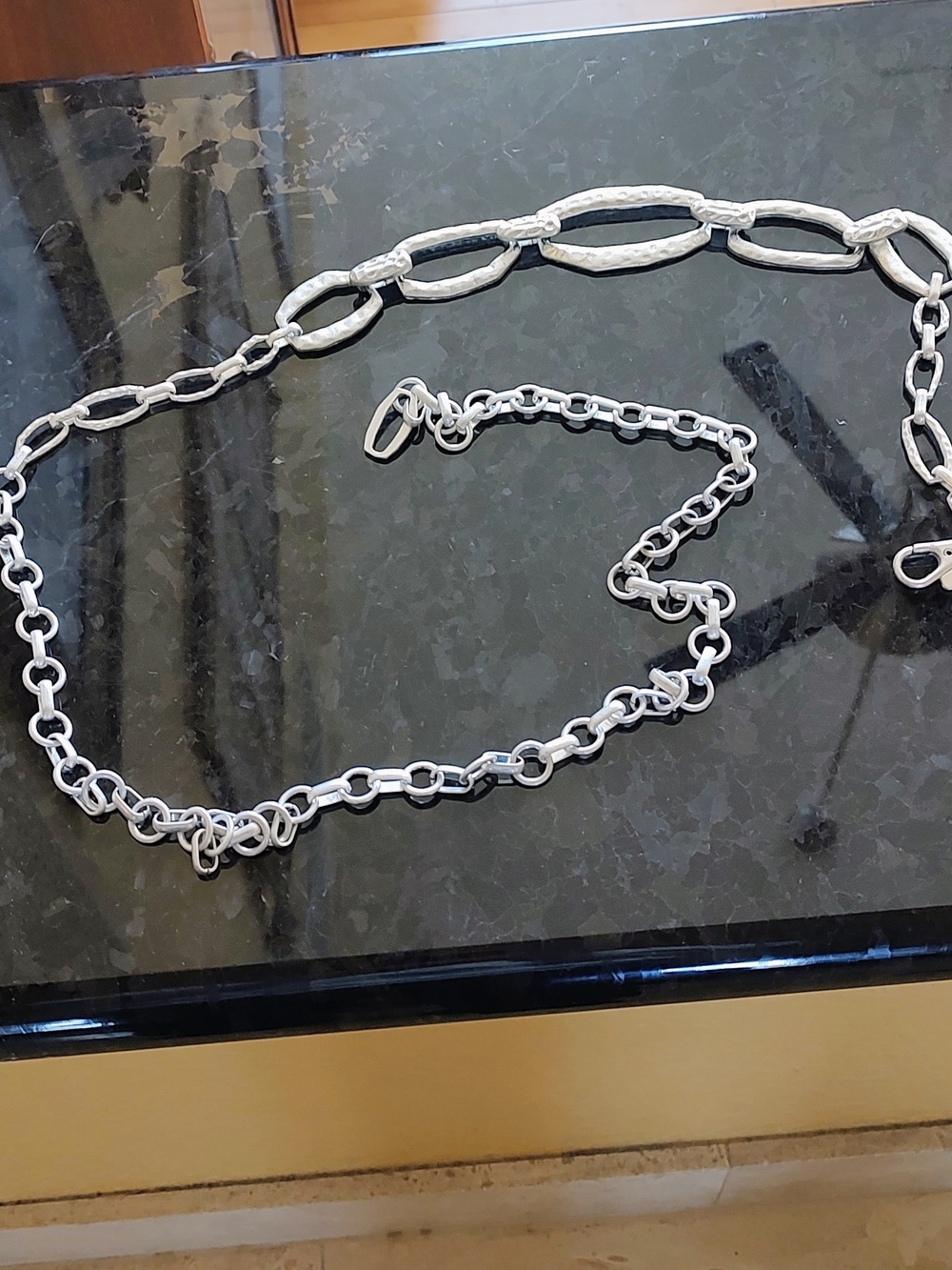 Chico's Hammered Silver-Tone Link Chain Belt - Picture 11 of 14